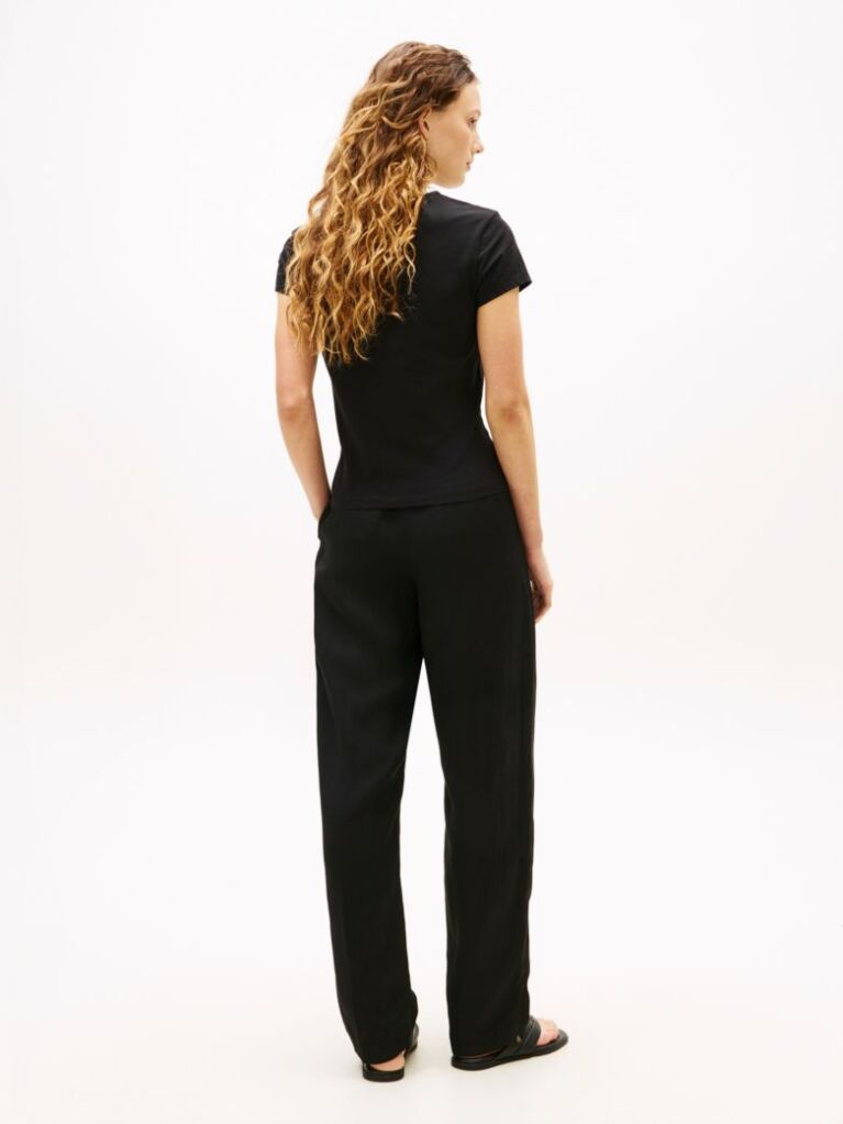 Black Textured Logo Slim Jersey T-Shirt  Women