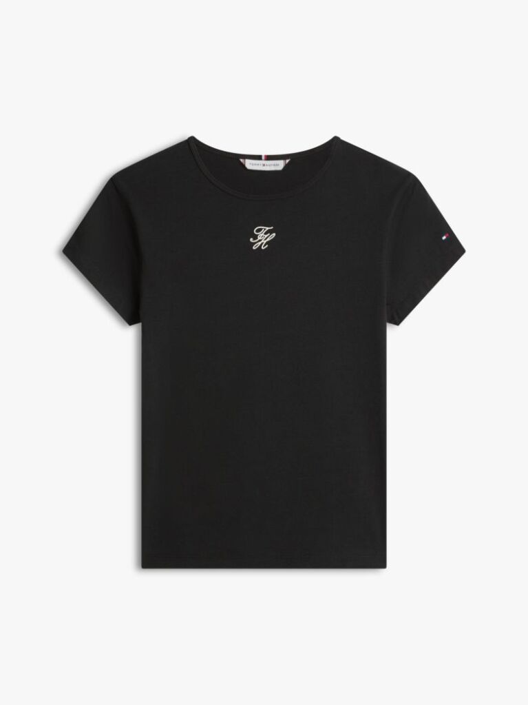 Black Textured Logo Slim Jersey T-Shirt  Women