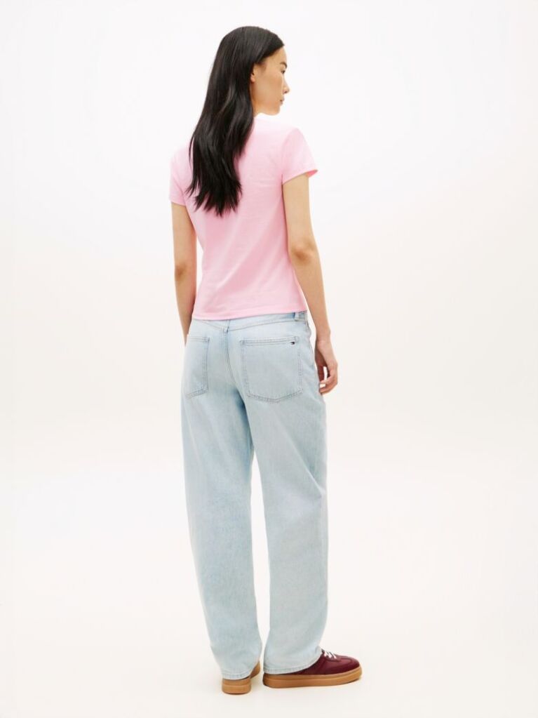 Pink Textured Logo Slim Jersey T-Shirt  Women