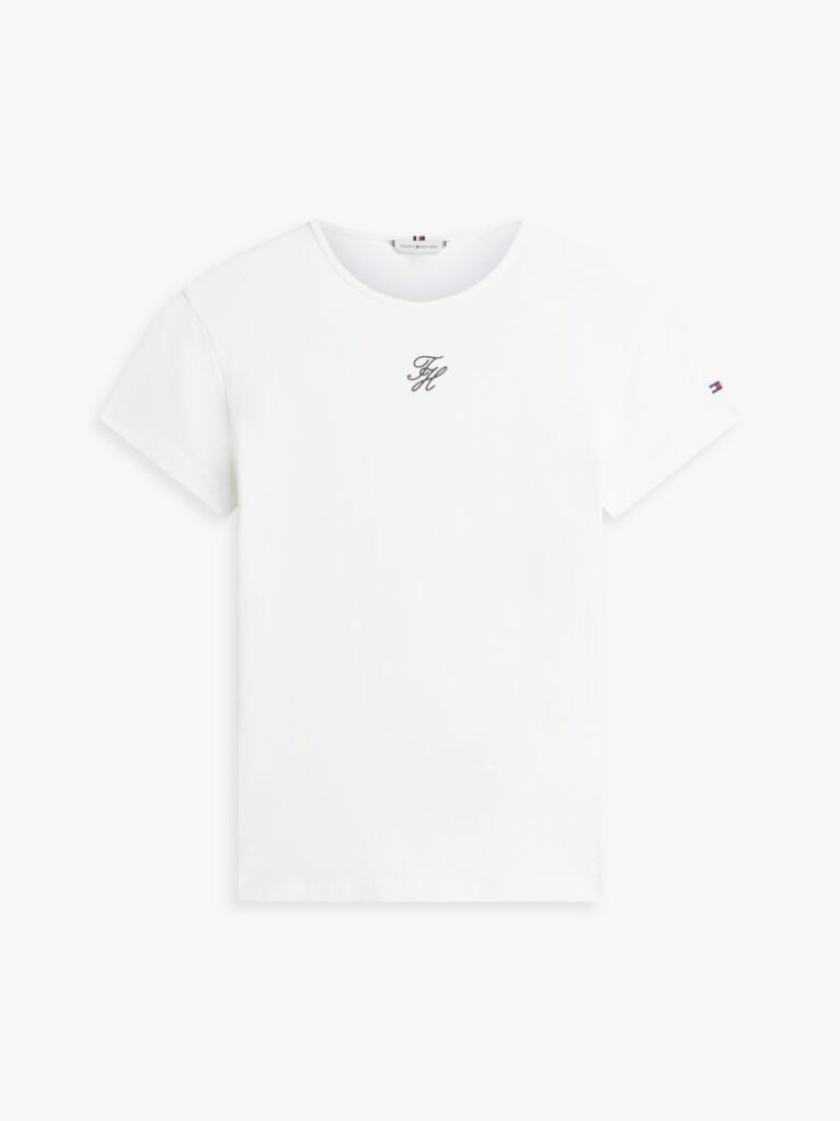 White Textured Logo Slim Jersey T-Shirt  Women