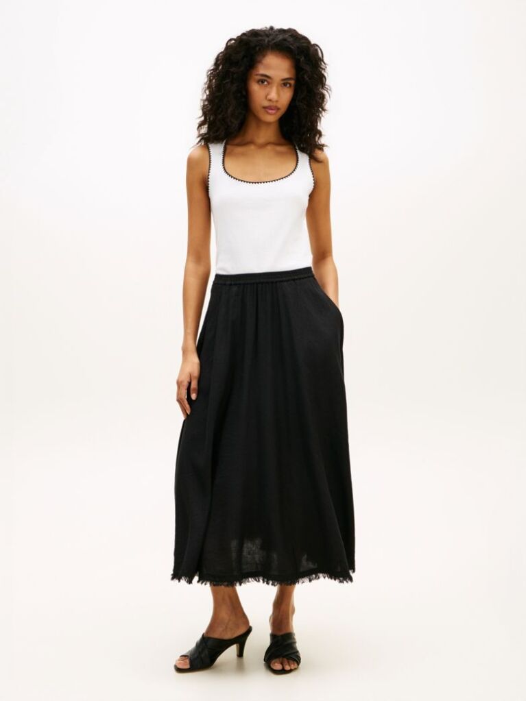White Contrast Stitch Ribbed Slim Tank Top  Women