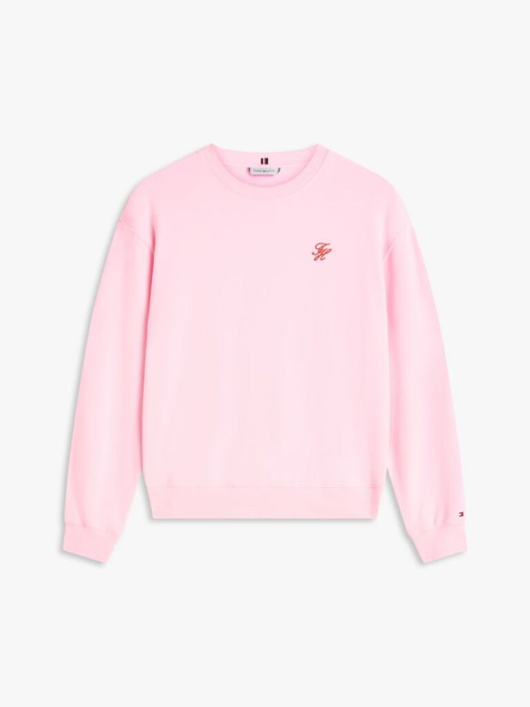 Pink Logo Embroidery Crew Neck Sweatshirt  Women