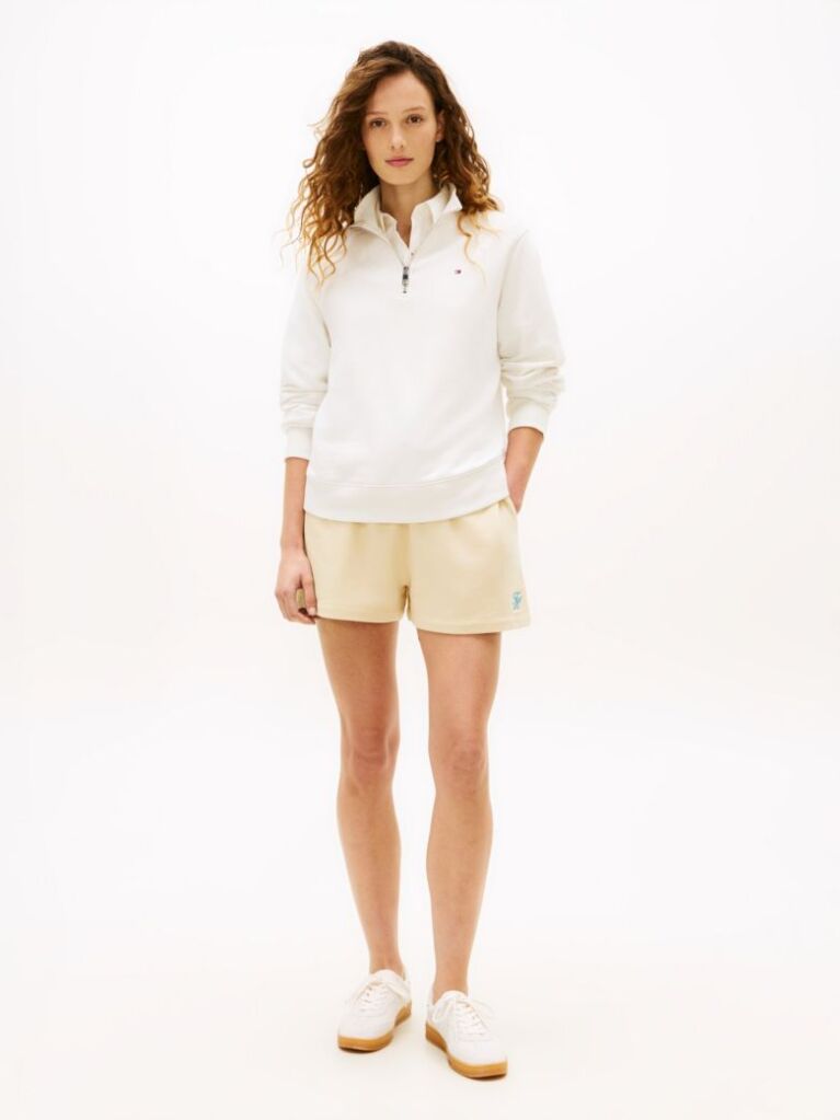 Beige Logo Embroidery Terry Sweat Shorts  Women