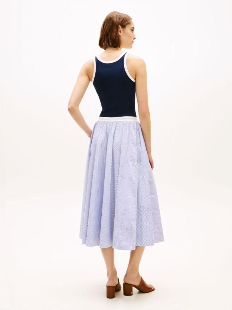 Multi Logo Waistband Midi A-Line Skirt  Women
