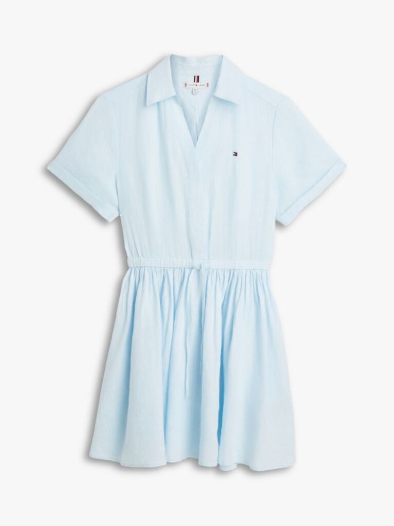 Blue Relaxed Pure Linen Mini Flare Dress  Women