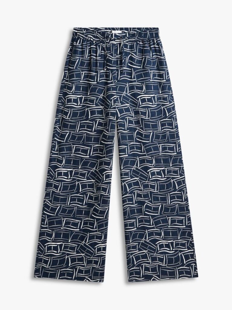 Multi Relaxed Wide Leg Pure Linen Trousers  Women