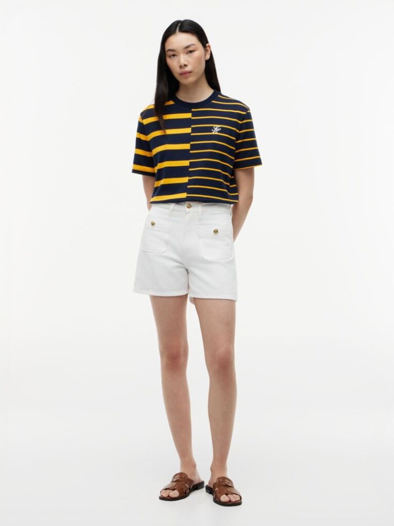 Multi Mixed Stripe Relaxed Crew Neck T-Shirt  Women