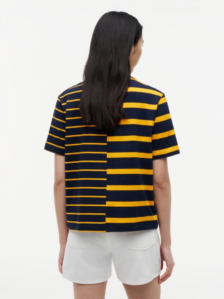 Multi Mixed Stripe Relaxed Crew Neck T-Shirt  Women