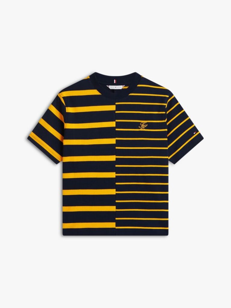 Multi Mixed Stripe Relaxed Crew Neck T-Shirt  Women