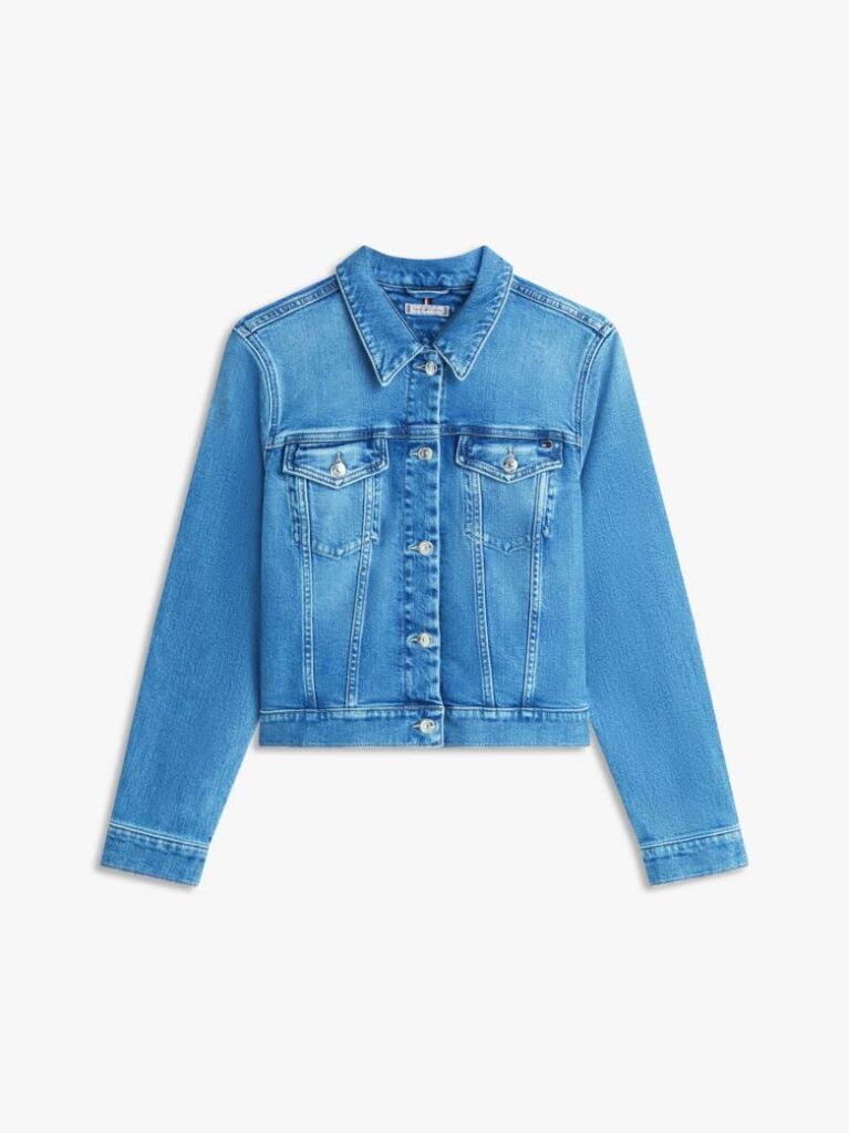 Blue Flag Embroidery Slim Denim Jacket  Women