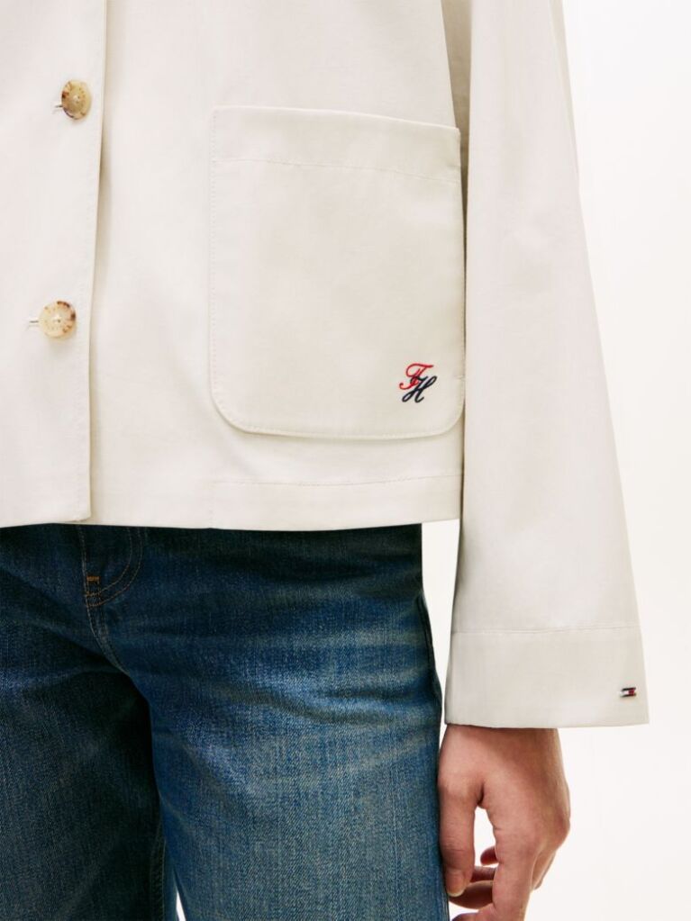 Beige Water Repellent Collared Relaxed Short Jacket  Women