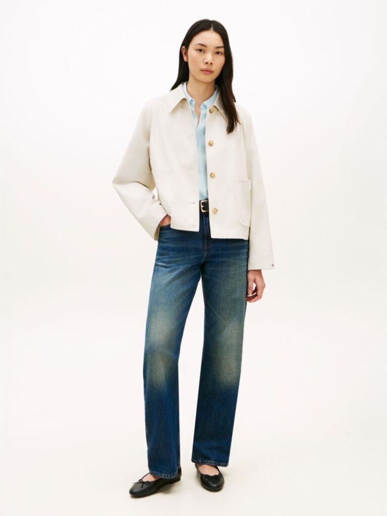 Beige Water Repellent Collared Relaxed Short Jacket  Women