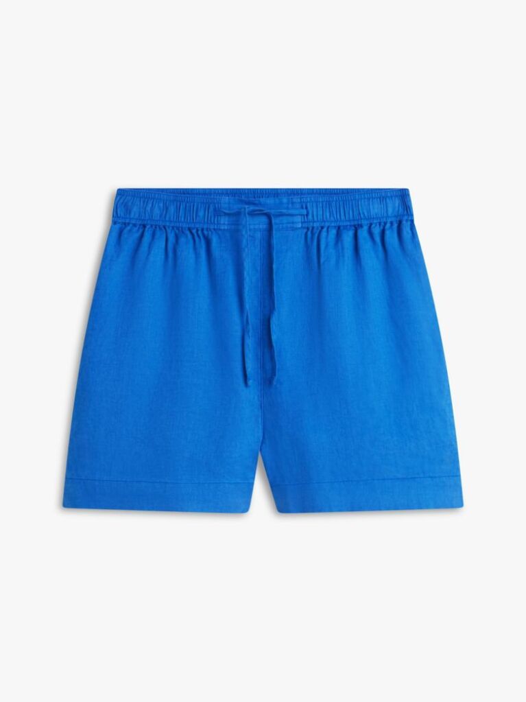 Blue Flag Embroidery Pure Linen Shorts  Women