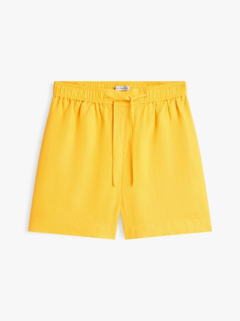 Orange Flag Embroidery Pure Linen Shorts  Women