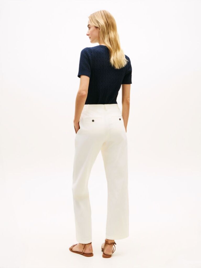 Beige Washed Slim Straight Leg Chinos  Women