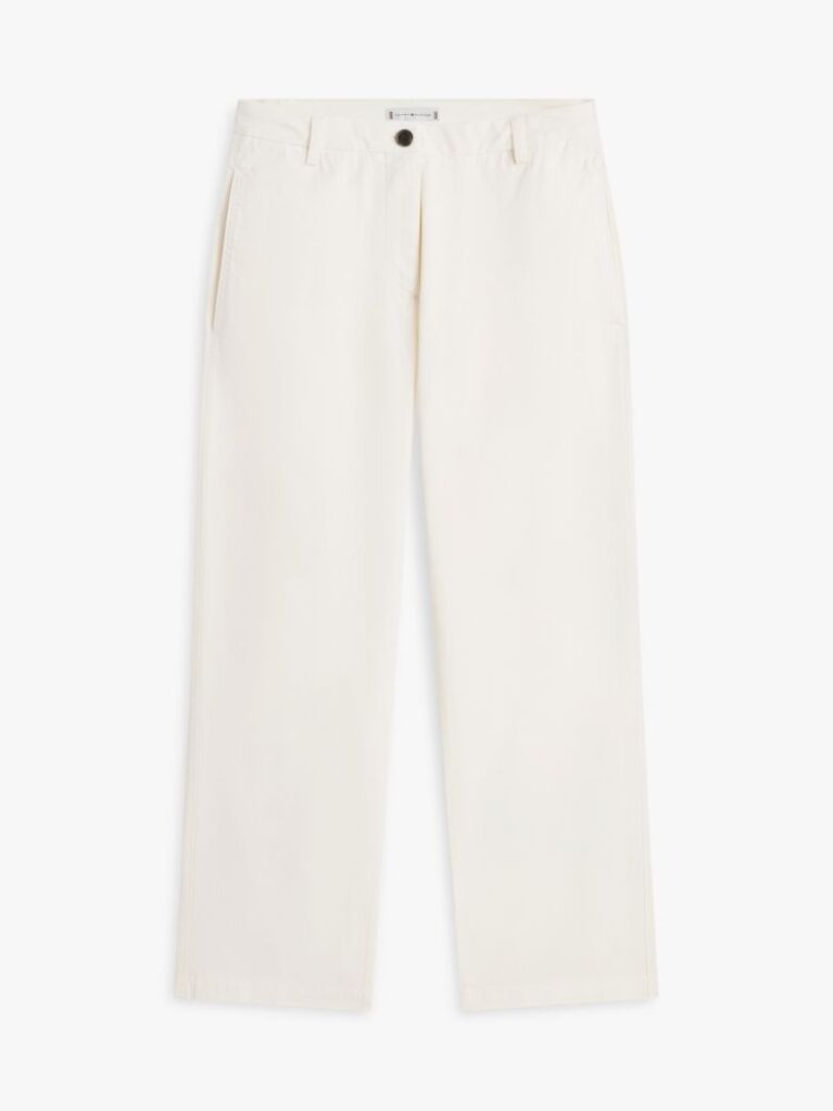 Beige Washed Slim Straight Leg Chinos  Women