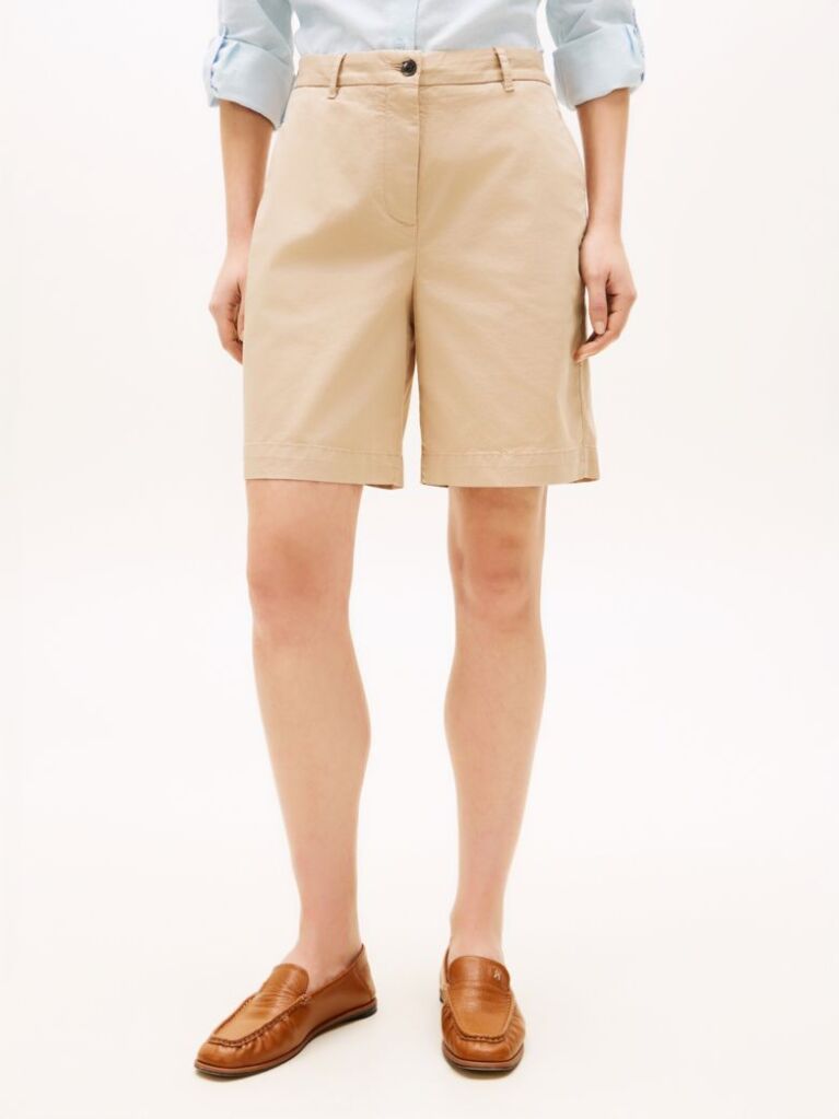 Beige Washed Regular Chino Shorts  Women