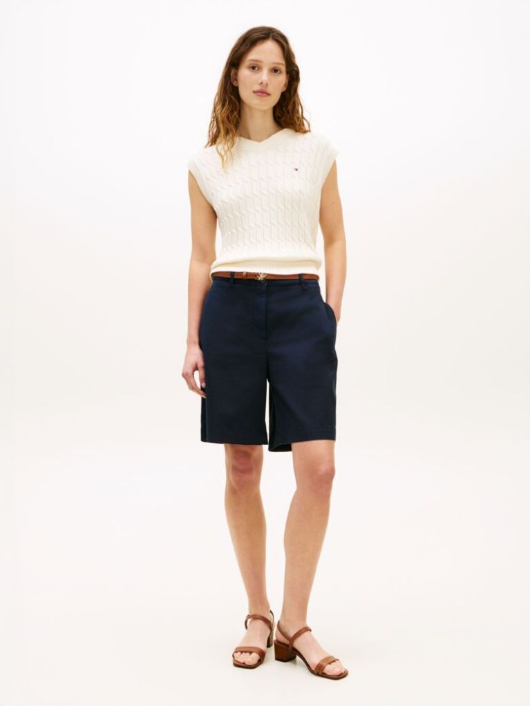Blue Washed Regular Chino Shorts  Women