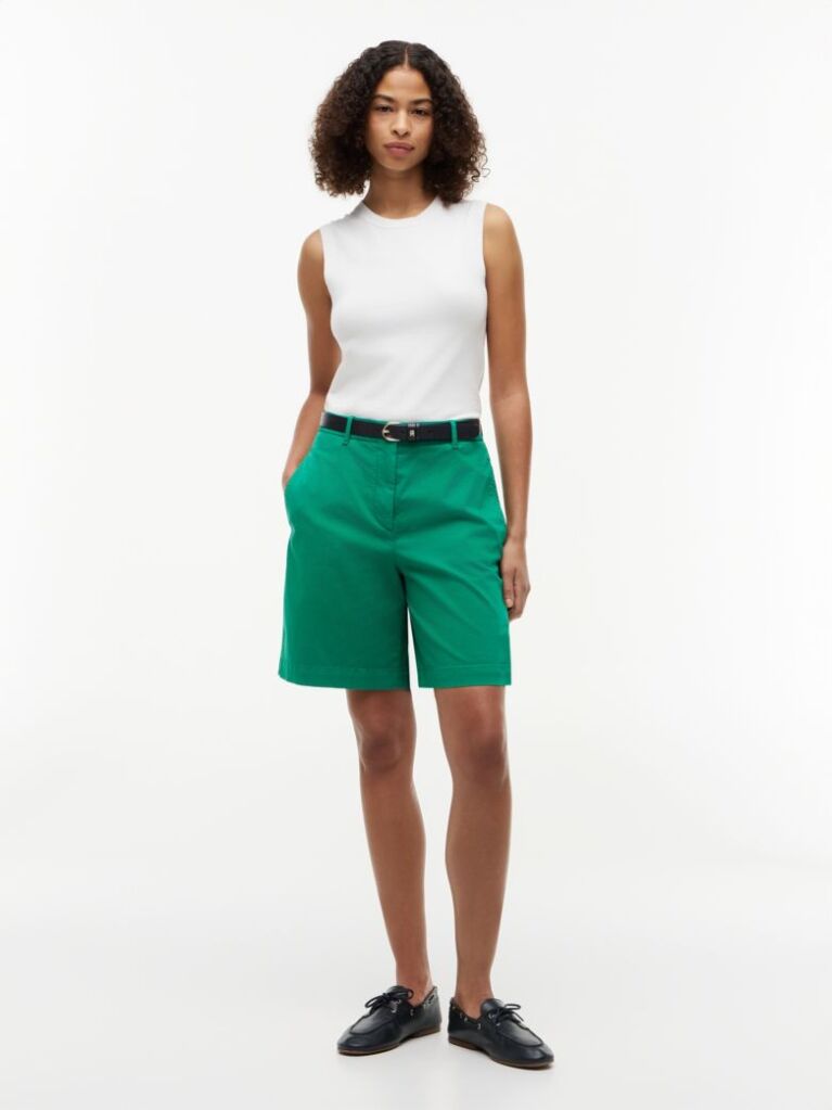 Green Washed Regular Chino Shorts  Women