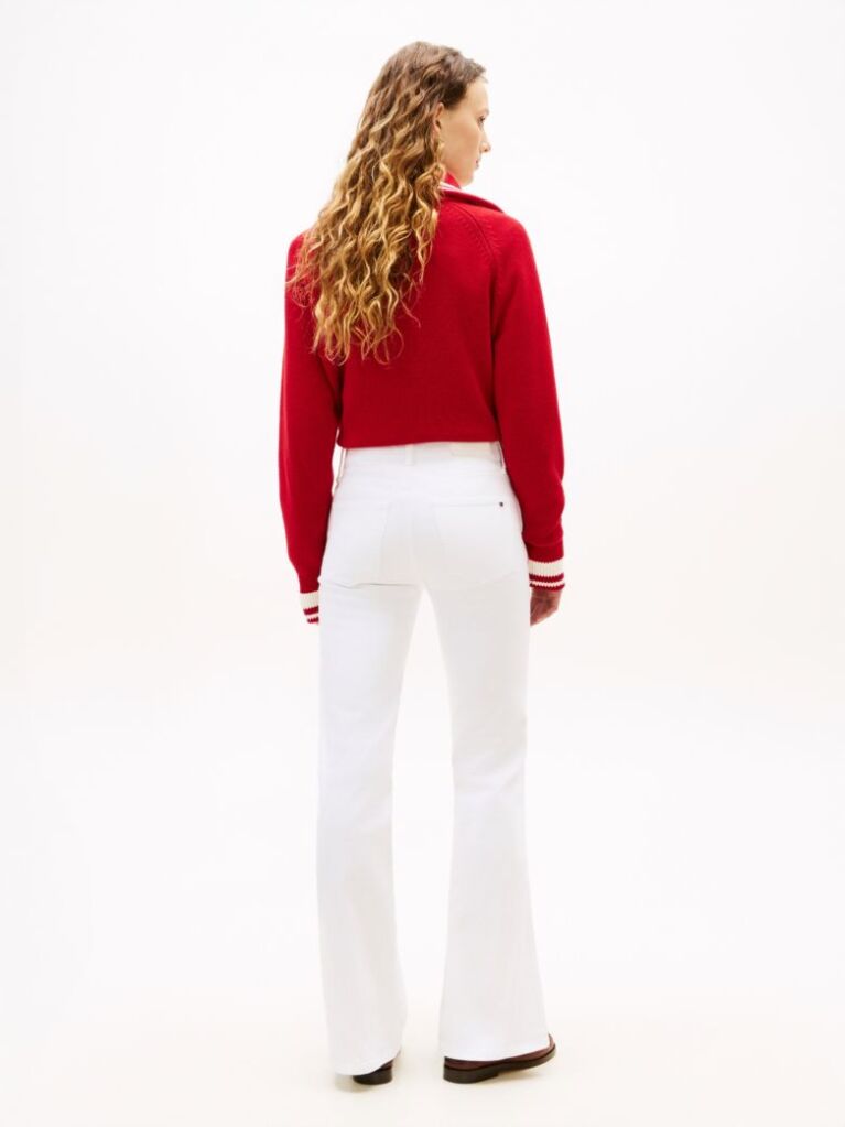 White Mid Rise Flared White Jeans  Women