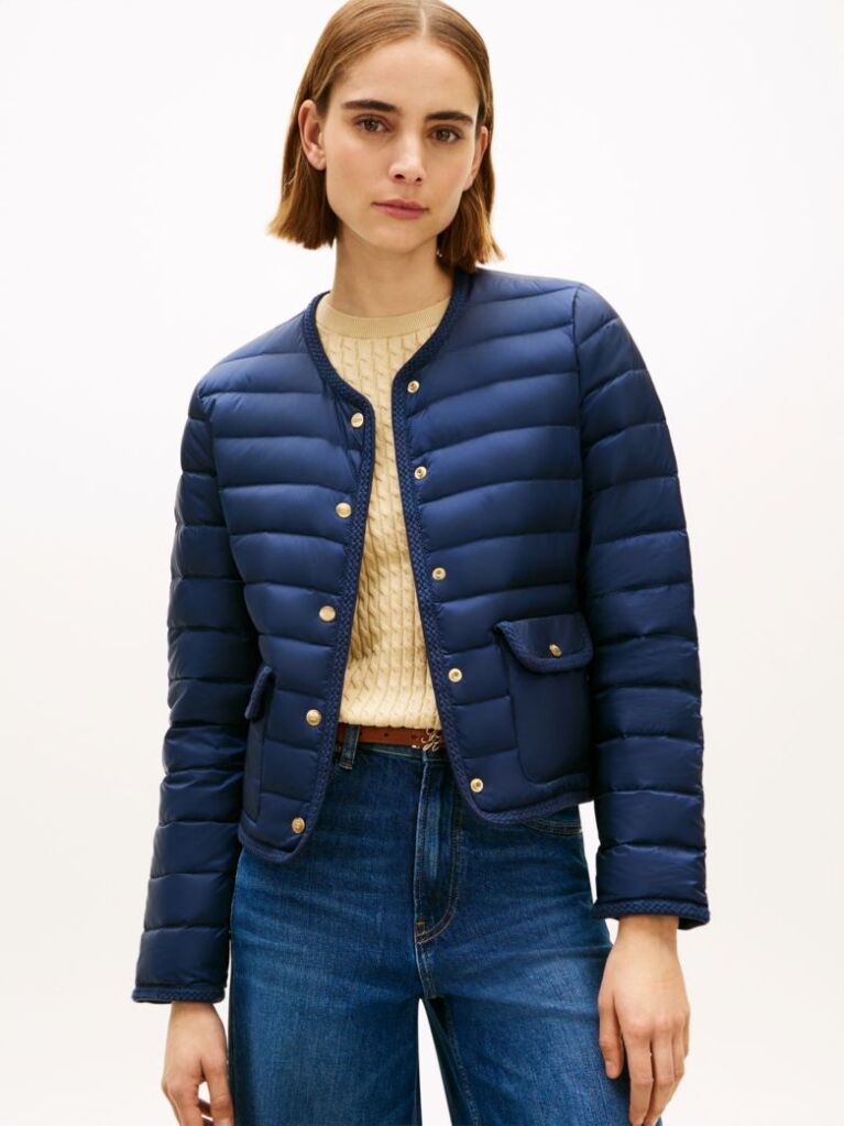 Blue Water Repellent Lightweight Down Slim Jacket  Women