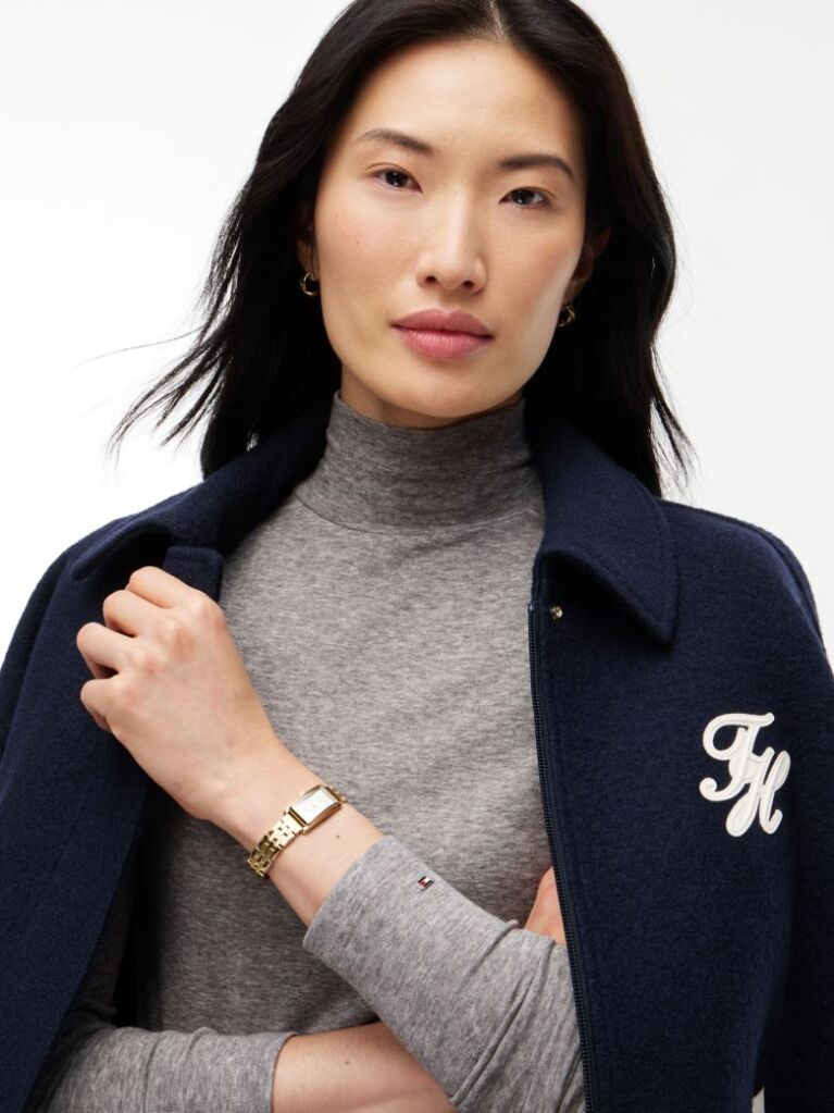 Grey Slim Mock Neck Long Sleeve Top  Women