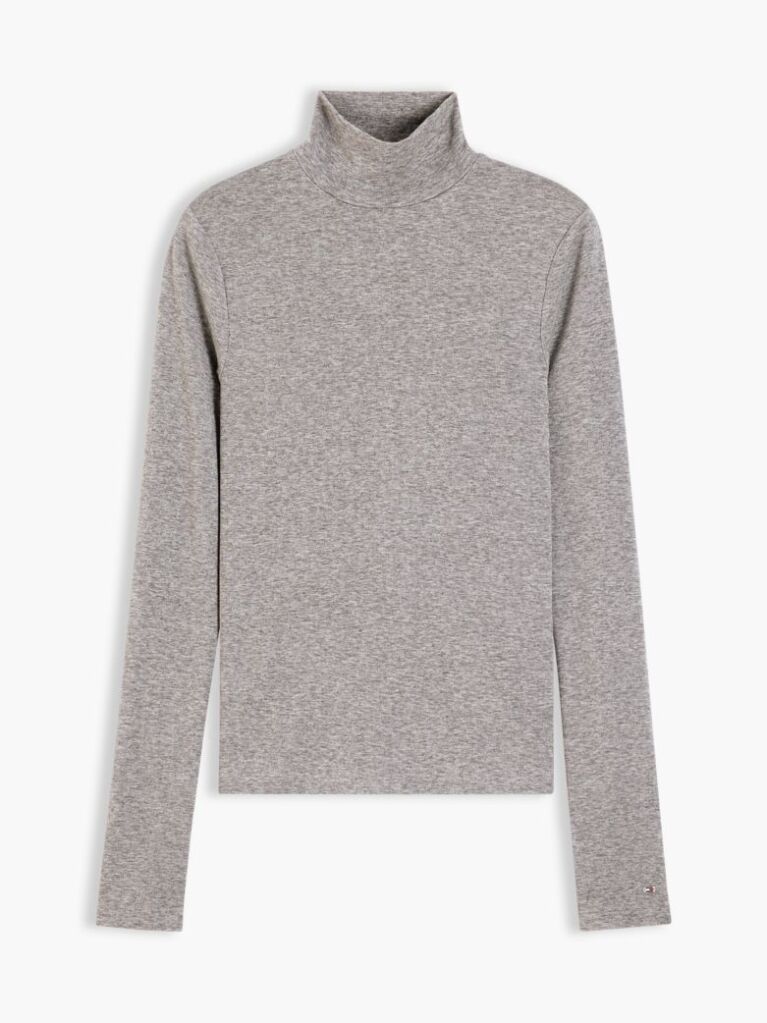 Grey Slim Mock Neck Long Sleeve Top  Women