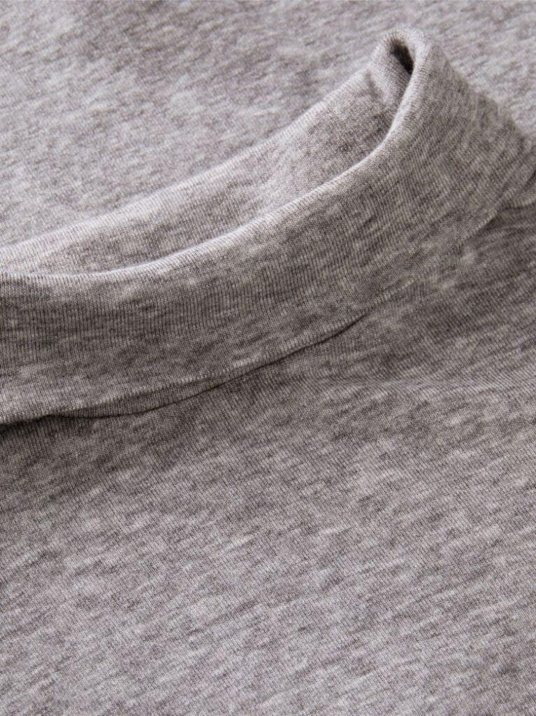 Grey Slim Mock Neck Long Sleeve Top  Women