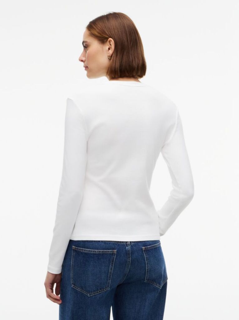 Beige Slim Crew Neck Long Sleeve T-Shirt  Women