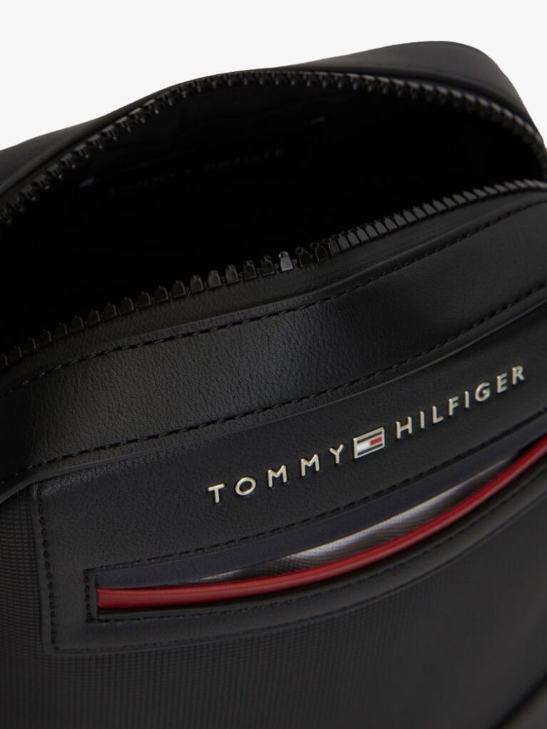 Black Metal Logo Crossbody Reporter Bag  Men