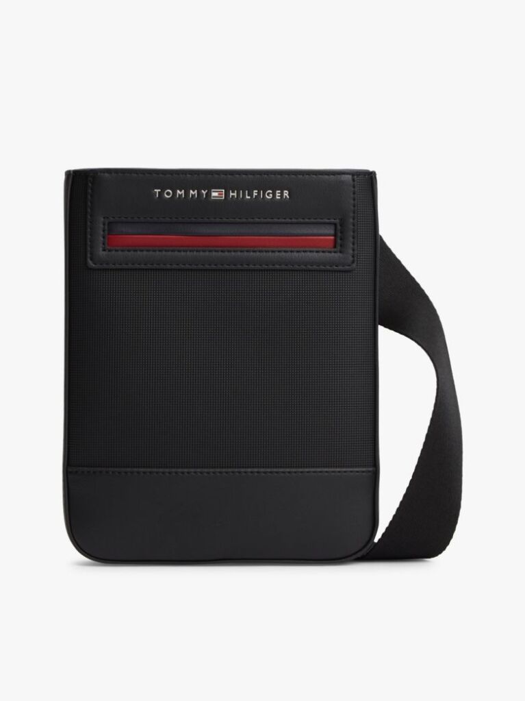 Black Metal Logo Crossbody Bag  Men
