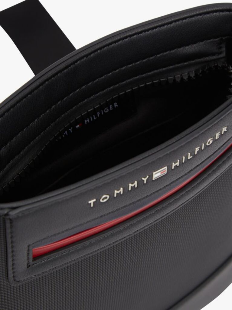 Black Metal Logo Crossbody Bag  Men