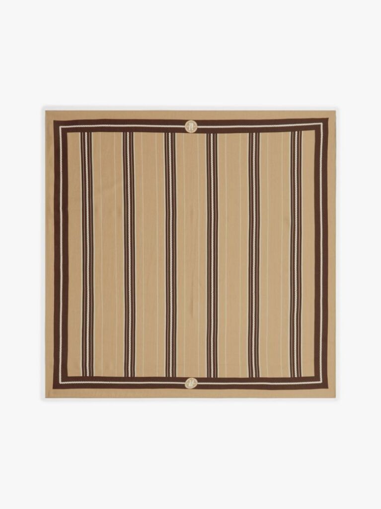 Beige Logo Pure Silk Lightweight Scarf  Men