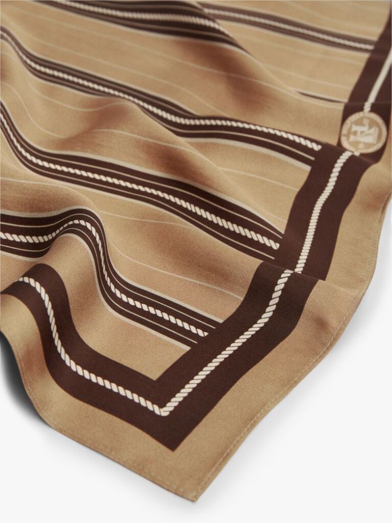 Beige Logo Pure Silk Lightweight Scarf  Men