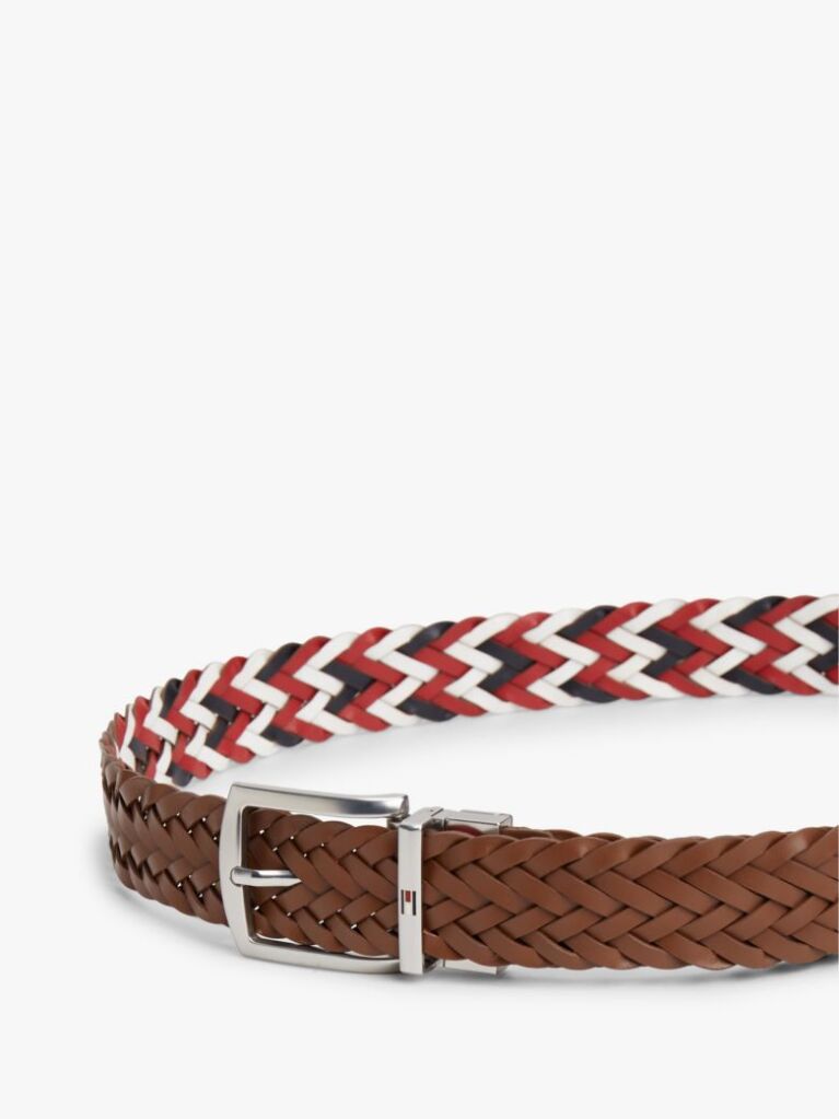 Multi Denton Reversible Woven Leather Belt  Men