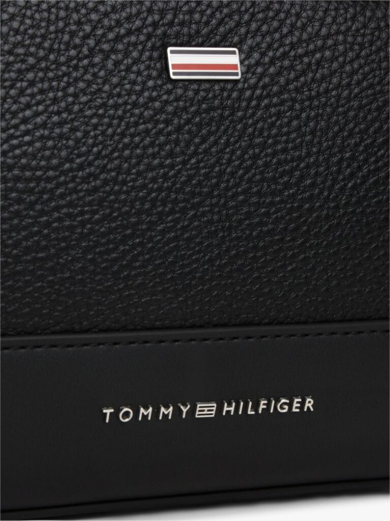 Black Signature Plaque Leather Bifold Wallet  Men