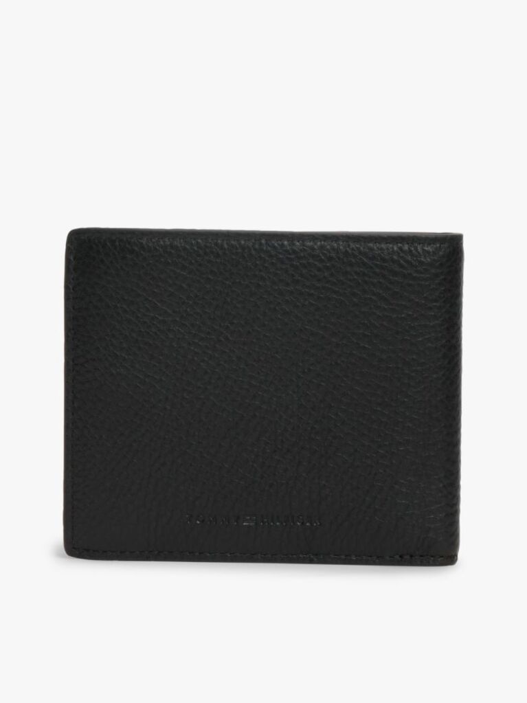 Black Signature Plaque Leather Bifold Wallet  Men
