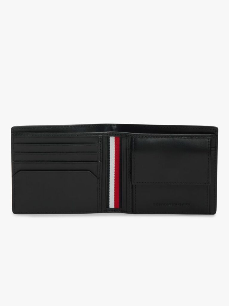 Black Signature Plaque Leather Bifold Wallet  Men