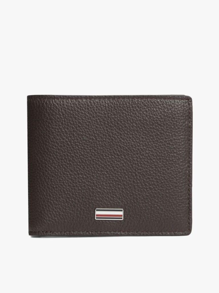 Brown Signature Plaque Leather Bifold Wallet  Men
