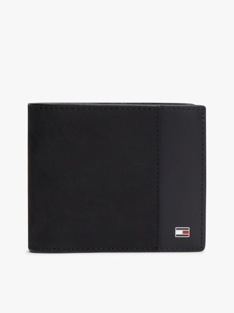 Black Flag Plaque Bifold Flap Leather Wallet  Men