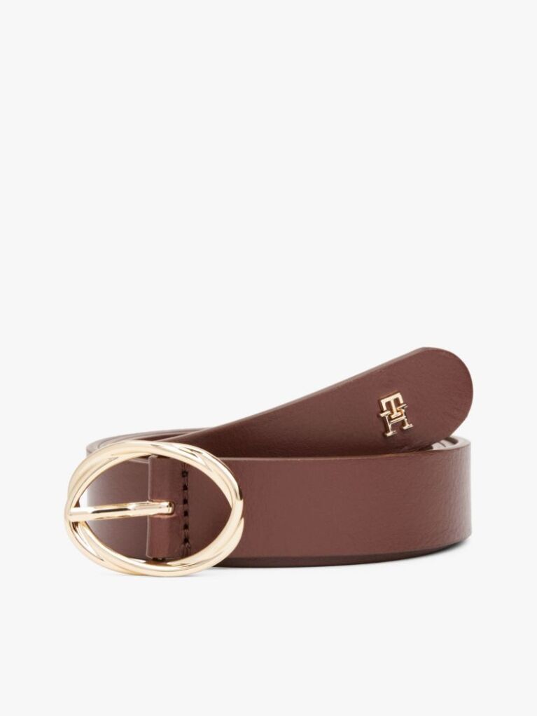 Brown Chic Twist Buckle Leather Belt  Women