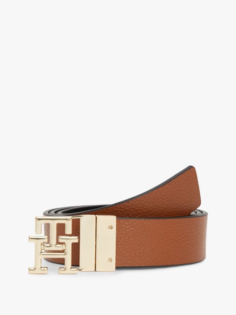 Multi TH Monogram Plaque Buckle Reversible Leather Belt  Women