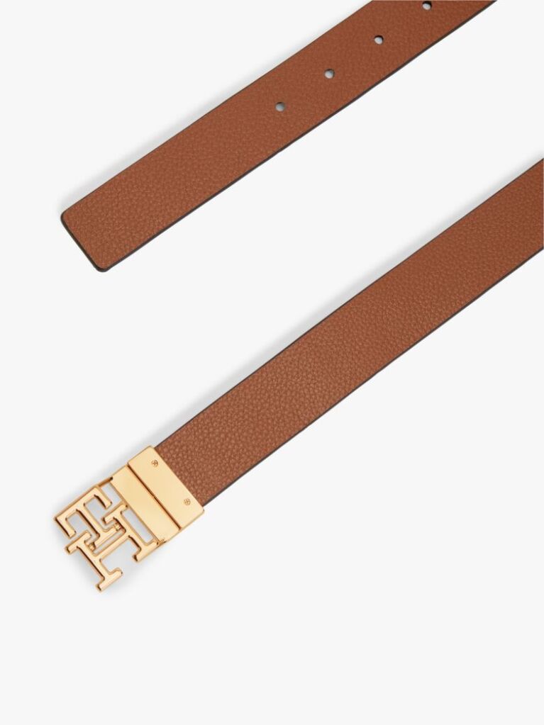 Multi TH Monogram Plaque Buckle Reversible Leather Belt  Women