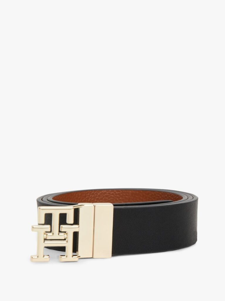 Multi TH Monogram Plaque Buckle Reversible Leather Belt  Women
