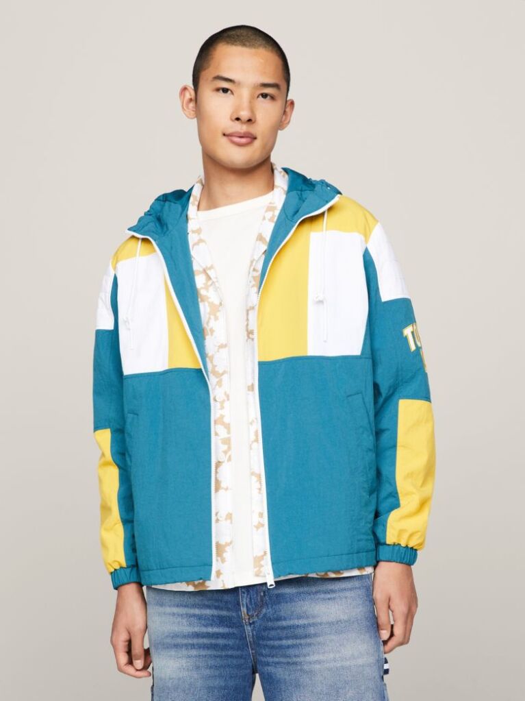 Multi Colour-Blocked Padded Hooded Windbreaker  Men