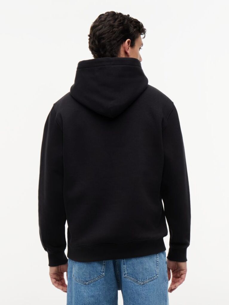 Black Logo Drawstring Hoody  Men