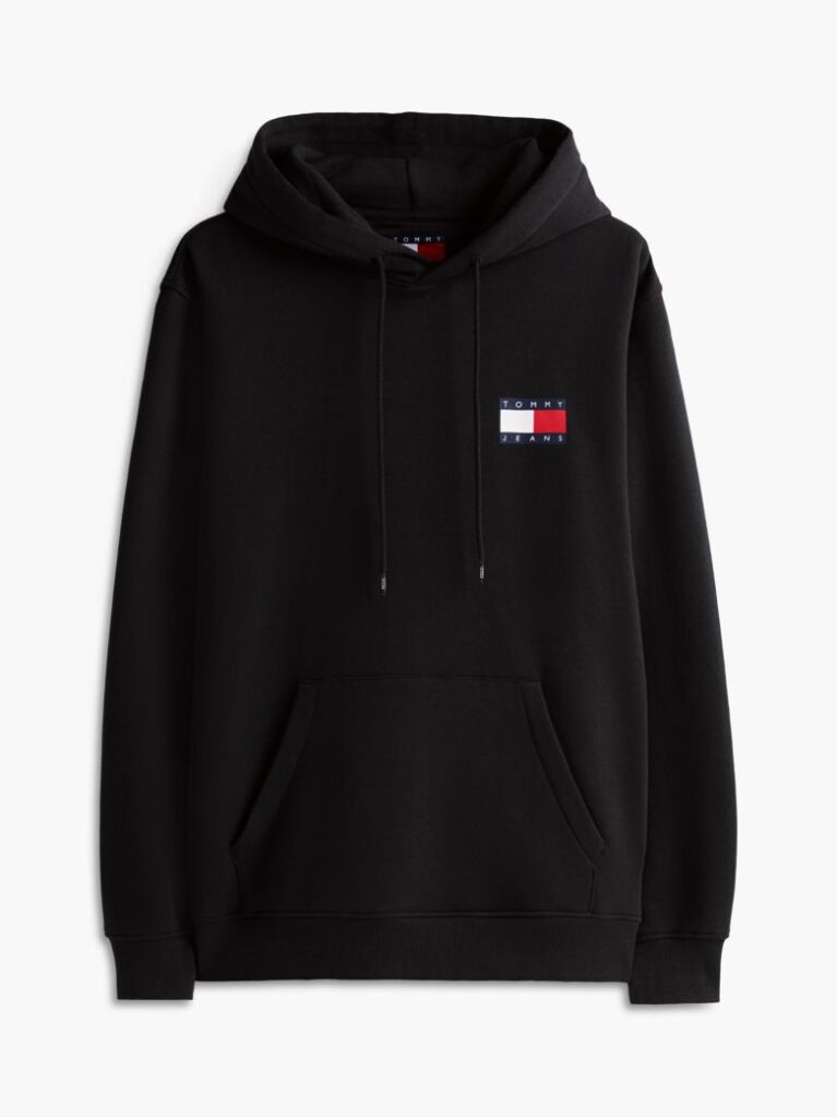 Black Logo Drawstring Hoody  Men
