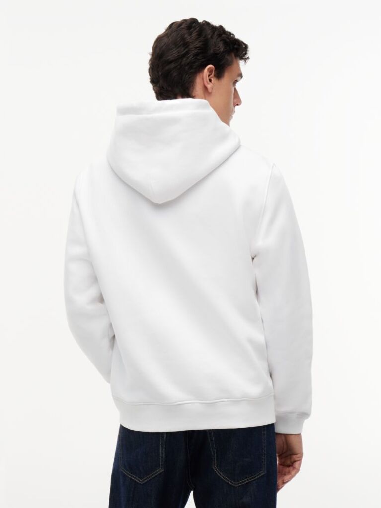 White Logo Drawstring Hoody  Men