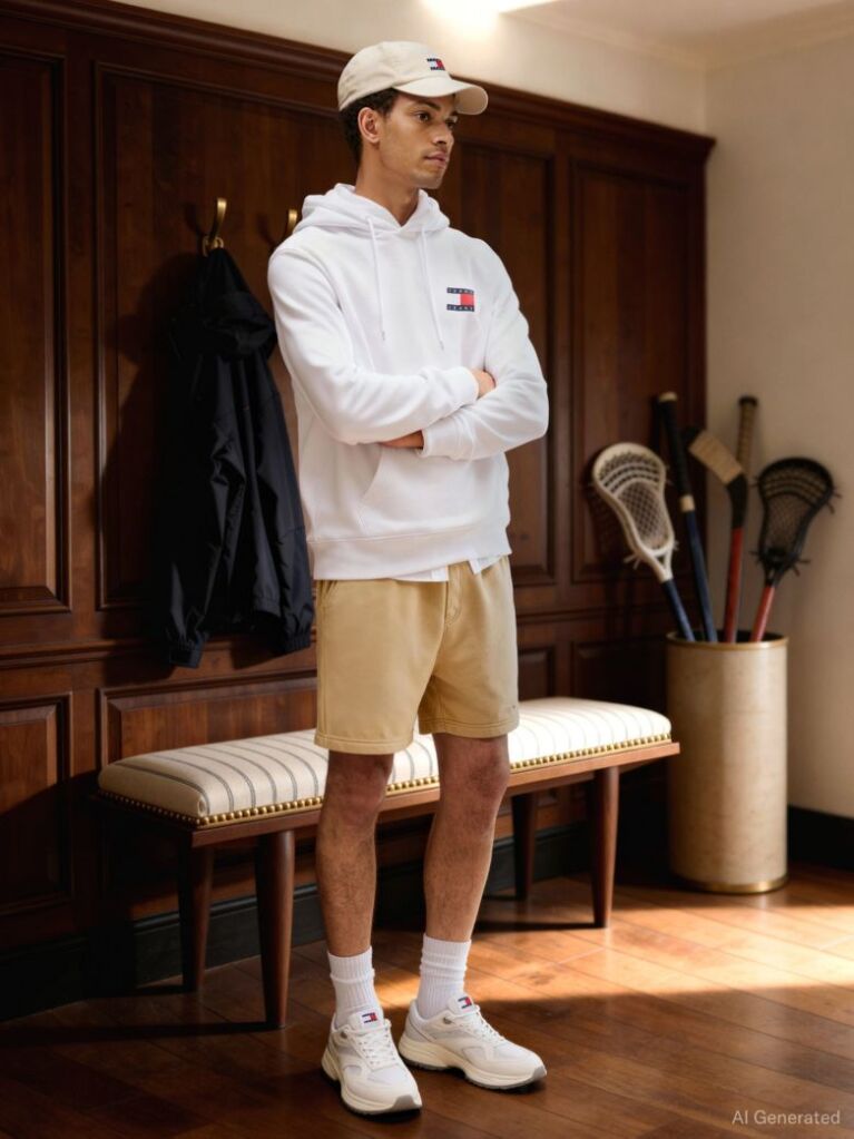 White Logo Drawstring Hoody  Men