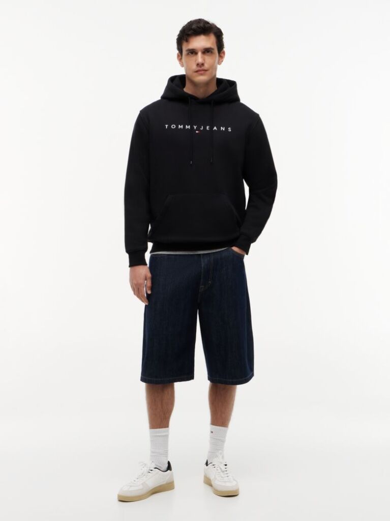Black Regular Logo Hoody  Men